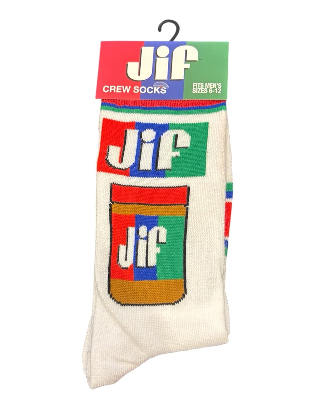 JIF Peanut Butter Jar Crew Socks Men 6-12 NEW